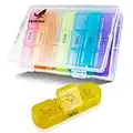 Squirzon Weekly Pill Box - 7 Days 3 Times-a-Day Portable Tablet Organiser with Large 21 Separate Compartments for Medication Fish Oil, Multivitamins and Minerals Supplements (3 Times a Day)