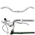 City Bike Lenker Ergonomischer Fahrradlenker für Damenrad & Herrenrad aus silbernem Aluminium Retro Lenkstange Citybike Hollandrad Damenfahrrad Herrenfahrrad Cruiser Fahrrad Beachcruiser Silber Breit