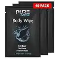 Shower Body Wipes, 40 Individually Wrapped Personal Hygiene Body Wipes for Women and Men, Keep Clean After Gym Travel Camping Outdoors Sports