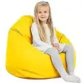 Italpouf Pouf Poltrona Sacco per Bambini , Pouf da Salone, Ecopelle , Pieno di Pallini di Polistirolo , Impermeabile , Certificato , Giallo Sole