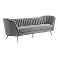 Modway Opportunity Channel Tufted Curved Back Upholstered Performance Velvet Sofa in Gray