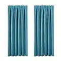 BellaHills Cortinas de ventana para niños, cortinas lisas para oscurecer la habitación, para puertas corredizas de cristal, con plisado, ancho 90 x largo 183 cm, color azul turquesa