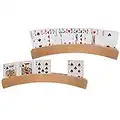 MMUK Soportes para Naipes de Madera, Soporte para Naipes Curvo de Madera, Bandeja, Juego de 2 tarjeteros sólidos para Jugar Cartas con Estrategia de Puente