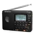 Retekess V115 Portable Radio AM FM, Shortwave Radio, Digital Radio with Recorder, Rechargeable Radio Support Micro SD Card and Bass Speaker (Black)