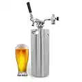 NutriChef Pressurized Growler Tap System - Stainless Steel Mini Keg Dispenser Portable Kegerator Kit - Co2 Pressure Regulator Keeps Carbonation for Craft Beer, Draft and Homebrew - PKBRTP100 (128oz)