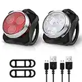 Ascher Rechargeable LED Bike Lights Set - Headlight Taillight Combinations LED Bicycle Light Set (650mah Lithium Battery, 4 Light Mode Options, 2 USB cables)