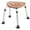 GOPLUS Tabouret de Douche en Bambou et Aluminium, Chaise de Baignoire Imperméable, Surface en Eventail, Hauteur Réglable, Anti-Dérapant pour Femmes Enceintes et Personnes Agées Charge Max. 160 KG