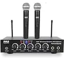 Pyle Portable UHF Wireless Microphone System - Battery Operated Dual Bluetooth Cordless Microphone Set, Includes 2 Handheld Transmitter Mic, Mixer Receiver, RCA, for PA Karaoke DJ Party PDKWM806B
