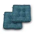 Duck Covers Water-Resistant 19 x 19 x 5 Inch Indoor Outdoor Seat Cushions, Blue Oasis Palm, 2-Pack