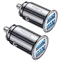 AINOPE 2 Pack Fast Mini Car Charger, 4.8A Metal Car Charger Adapter Flush Fit, Dual Port USB Car Charger Compatible with iPhone 14 13 12 Pro Max 8 Plus 7 6s, Samsung Galaxy S23/10/9/8/7, iPad Kindle