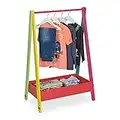 Relaxdays Perchero Burro Infantil, Colgador de Ropa para Niños, Guardarropa con Balda, 99x64,5x42 cm, de Pie, Multicolor, 80% Tablero de Fibra 20% Madera