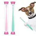 Molain 2 cepillos de dientes de perro de 360 grados, cepillos de dientes de silicona suave para mascotas con cajas de almacenamiento, cepillo de dientes para gato, kit de limpieza de dientes de perro