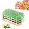 Josnown Ice Cube Tray, 3 Pack Silicone Ice Cube Moulds with Stackable Lids, Easy Release Silicone and Each Makes 37 Hexagonal Ice Cubes, Keep Gin, Drinks, Whiskey, Cocktails Cool and Fresher