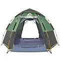 Hewolf Waterproof Instant Camping Tent - 2/3/4 Person Easy Quick Setup Dome Family Tents for Camping,Double Layer Flysheet Can be Used as Pop up Sun Shade (Green Ten Instant)