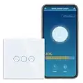 CNBINGO Interruptor de atenuación inteligente para LED, funciona con Alexa, Google Home, dispositivo IFTTT, aplicación Smart Life, interruptor de luz táctil WiFi con panel de vidrio, 1 banda, blanco