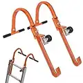 2 Pack Ladder Roof Hook with Wheel Heavy Duty Steel Ladder Stabilizer, Roof Ridge Extension, Rubber Grip T-Bar for Damage Prevention, 360 lbs Weight Ratin, Fast & Easy to Access Steep Roofs