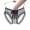 UKKD Panties Damen 2 Stück Volle Transparent Sehen Durch Spitze Mesh Höschen Frauen Sexy Nahtlose Slips Damen Solide Dünne Unterwäsche Höschen-Black,XL