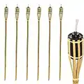 Harbour Housewares 6 Piece Bamboo Garden Tiki Torch Set - 114cm Style Traditionnel feu Torches Huile de Paraffine - Naturelles