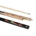 PowerGlide Snooker Cue Stick | Eclipse | Ash Shaft with Decal Hardwood Butt | 10mm Tip | 2 Piece with Brass Joint | Assorted Weights | Full Size 57"