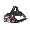 Headlamp Rechargeable 6000 Lumens Super Brightest 4 Modes Head Lamp for Adults Zoom Waterproof Headlight 90°Angle Adjustable Head Lights for Outdoor Camping Hunting Running Hiking(Red)