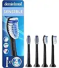 4 Pack demirdental compatible pour Philips Sonicare Têtes de brosse de rechange, Sensible, Noir, HX6054b