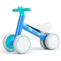 KORIMEFA Bicicletta Senza Pedali, Bicicletta Equilibrio per Bambini 10-24 Mesi con 4 Ruote Ultraleggera e Primo Giocattolo per Bici per i più Piccoli Baby Balance Bike (Blu+Bianco)