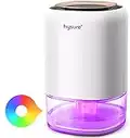 hysure Deshumidificador Eléctrico Portátil 1400 ml Mini Silencioso Deshumidificadores con luz de 7 colores, Apagado automático, ideal para Dormitorios, Baños,Cocina y Oficina etc blanco