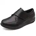 Nwarmsouth Diabetiche Edema Scarpe gonfiabili,Scarpe Casual in Pelle con Velcro, Scarpe anziane Antiscivolo e grasse-Nere_38,Scarpe diabetiche Scarpe da Passeggio