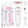 ACWOO Épilateur Électrique Femme, 4-en-1 Sans Fil Avec Technologie Wet & Dry, Bikini Styler, Accessoire Massage, Tête de Rasoir et de Tondeuse, Tondeuse à Cheveux sans Fil Rechargeable