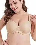 DotVol Women's Multiway Strapless Bra Full Figure Underwire Contour Pretty Back Plus Size Bra(Beige,42D)