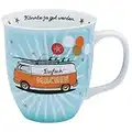 H:)PPY life 46419 Tasse mit Motiv Bus, Geschenk Camping, Porzellan, 40 cl, Blau, Orange