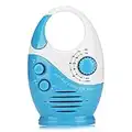 Shower Radio Mini Bathroom Radio AM FM, Waterproof Hanging Music Radio Built in Speaker, Adjustable Volume, Portable Radio with Top Handle Design for Bathroom Outdoor Home Use, Blue