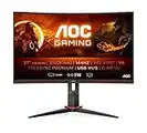 AOC Monitor CQ27G2U/BK- 27" Curved 1500R QHD, 144Hz, 1Ms, VA, FreeSync Premium, 2560x1440, 250cd/m, HDMI 2x2.0, Displayport 1x1.2