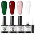 RSTYLE Smalti Semipermanenti per Unghie, 4 Colori Verde Rosso Rosa Bianco Smalto Semipermanente in Gel UV LED Nail Polish Smalto Gel per Unghie Kit Manicure 6ML