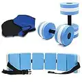 5 Pieces Water Aerobics Set for Aquatic Exercise, Pool Fitness Equipment Foam Water Dumbbell, Aquatic Swim Belt, Resistance Gloves, Water Workout Fitness Tool