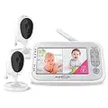 JLB7tech Baby Monitor, 5" Split Screen,Video Baby Monitor with 2 Cameras and Audio,Night Vision,Two-Way Talk,Long Range,Feeding Time,Lullabies,Temperature Detection,Power Saving/Vox,Zoom in