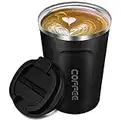 ARTLIVE Travel Mug, Coffee Cup Insulated & Reusable Travel Cup - Thermal Stainless Steel Eco-Friendly with Leakproof Lid - Hot & Cold Coffee Mug 380ml (Black)