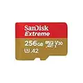 SanDisk Extreme microSDXC UHS-I Speicherkarte 256 GB + Adapter (Für Smartphones, Actionkameras und Drohnen, A2, C10, V30, U3, 190 MB/s Übertragung, RescuePRO Deluxe)