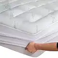 Bamboo Mattress Topper Queen (with Bonus Pillow Protector) Cooling Breathable Extra Plush Thick Fitted 8-21Inches Pillow Top Mattress Pad from Rayon Cooling Fabric Ultra Soft
