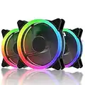 upHere 120mm RGB LED Computer Case PC Cooling Fan, ultra Quiet High Airflow Adjustable Color LED Case Fan with remote controller- 3 Pack (RGB123-3)