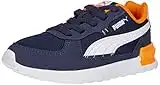 PUMA Graviton AC PS Sneaker, Peacoat White-Gray Violet-Vibrant Orange, 31 EU