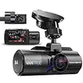 VANTRUE N4 Triple 4K Dashcam Voiture 2.5K+2.5K+1080P, Camera Embarquée 4k+1080P HDR 30FPS Avant et Arrière, 3 Canuax 360 Degrés 24h. Mode Parking Jour et Nuit, Vision Nocturne IR, WDR 2.45" Max 512Go