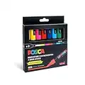 Posca - UniPosca Set con 8 Pennarelli Acrilici Assortiti, Multicolor a Punta Tonda Media 2.5 mm - per Bambini e Artisti, Validi come Colori per Tessuti, Legno, Vetro e Altre Superfici