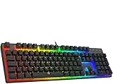 DREVO Tyrfing V2 Full Size RGB Clavier Mécanique Gaming Filaire 105 Touches French Layout Programmable Logiciel Supporté Outemu Clicky Switch Bleu