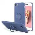 UEEBAI Case for iPhone 7 Plus iPhone 8 Plus, Ultra Slim Liquid Silicone Phone Case with 360 Rotatable Ring Holder Kickstand with Magnetic Car Mount Gel Rubber TPU Bumper Shockproof Cover - Blue Grey