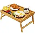 Bamboo Bed Tray Table for Eating Foldable Breakfast Tray for Bed, Trays for Eating Dinner Serving Tray with Folding Legs for Bedroom, Hospital, Home by FURNINXS