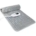 MOEMOE BABY Coussin Chauffant Électrique Coussin Chauffant avec Arrêt Automatique,Option Sèche et Humide,6 Niveaux de Chauffage,Lavage en Machine,Gris pour le Dos le Cou, L'épaule,30 x 60 cm Flanelle