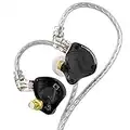 KZ ZS10 Pro X dans Le Moniteur d'oreille, amélioré 4BA 1DD KZ Casque Multiples IEM avec Un câble à 2 éproix de 0,75 mm en Argent détachable pour l'audiophile (Sombre, Pas de Micro)