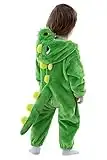 LOLANTA Unisex Baby Dinosaur Dargon Onesie Costume,Toddler One-Piece Hooded Animal Fancy Dress Romper(4-5 Years,Green,Tag 120)