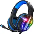 Fachixy [2023 New] FC200 Gaming Headset pour PS4/PS5/PC/Xbox/Nintendo Switch, Casque PS4 avec câble et lumière RGB, Casque stéréo Surround avec Micro, Noise Cancelling Gamer Headphones - Bleu